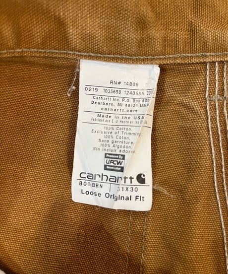 00s 『Carhartt』 ダブルニー ブラウンダックパンツ made in USA / size W31L30