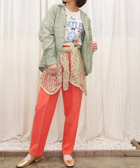60s "Pilgrim" Cotton 『Kasuri』Weave Open collar Shirt / size 15-15½