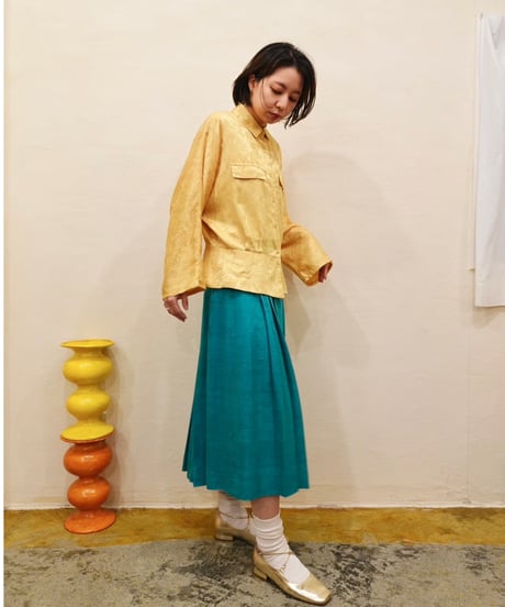 80s-90s 『YESSICA』Jacquard Peplum Dolman Shirt