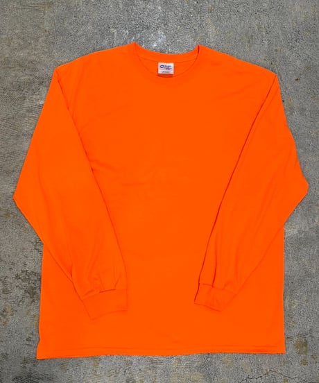 Fluorescent orange Big silhouette long sleeve T-shirt