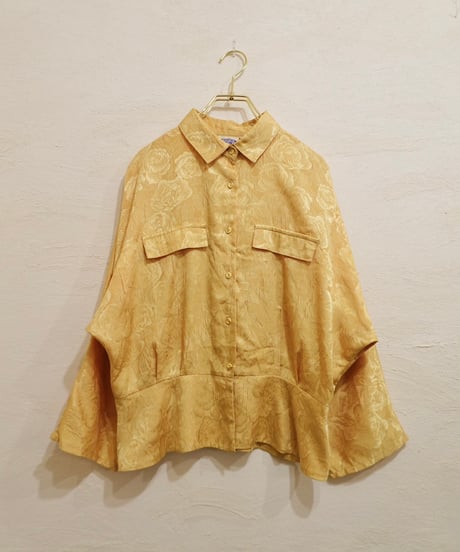 80s-90s 『YESSICA』Jacquard Peplum Dolman Shirt