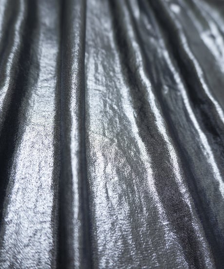 Dark Silver Metallic Gathered Midi Skirt