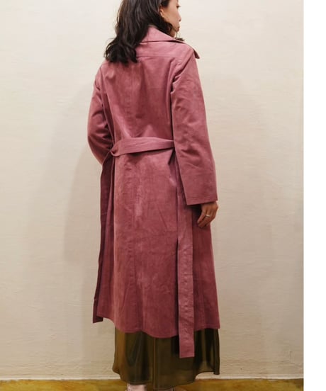 Fake Suede Leather Long Coat