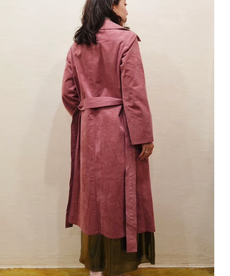 Fake Suede Leather Long Coat | end of mAnTh