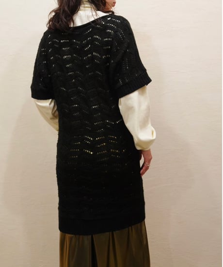 90s Openwork Short-sleeved Knit Dress