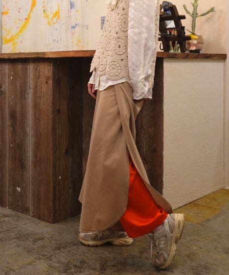 Vivid Orange Satin Wide Pants