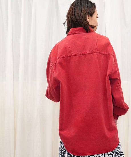 90-00s "NAK JEANSWEAR" Red denim design shirt