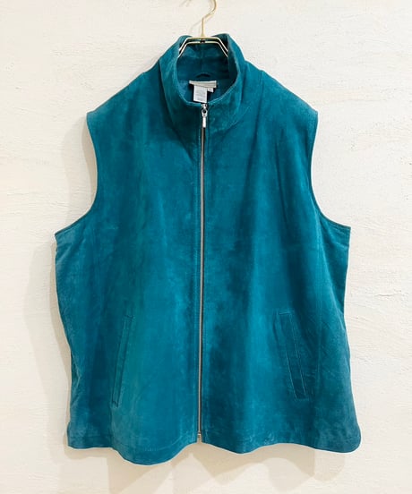Turquoise blue Genuine Suede vest