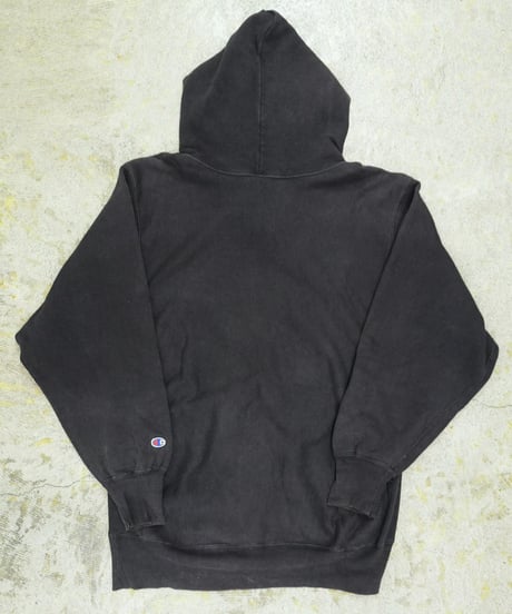 90s 『Champion』 "REVERSE WEAVE" スウェットパーカー 黒 無地 目付き / size XXL