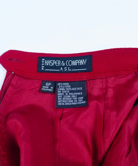90s Red Wool Straight Skirt