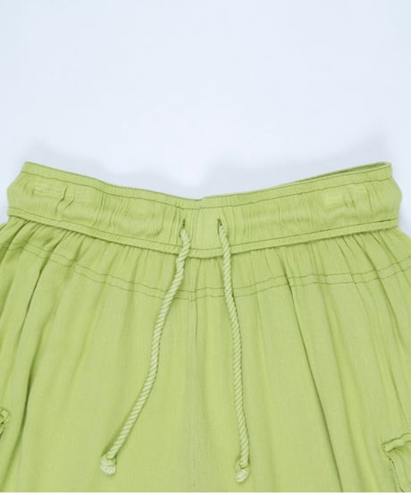 Lime Green Fringe Gather Shorts
