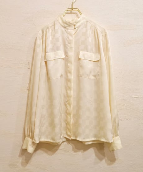 Checkered Stand-collar Blouse