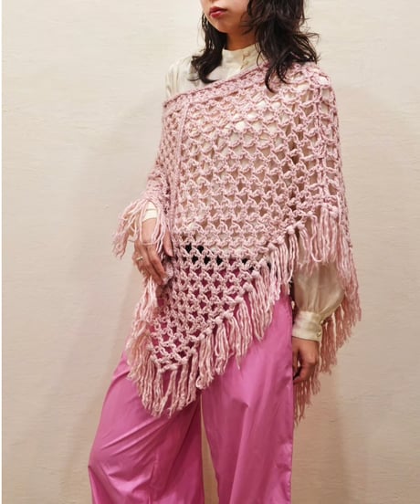 Cotton Candy Pink Yarn Poncho