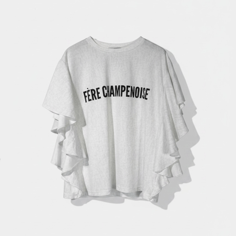 袖フリルロゴTシャツ