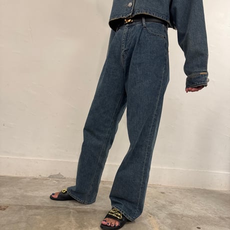 タックバギーデニムパンツ