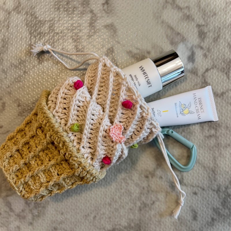 DL編み図】アイスクリーム巾着ポーチ | jasminepie -編み図SHOP-