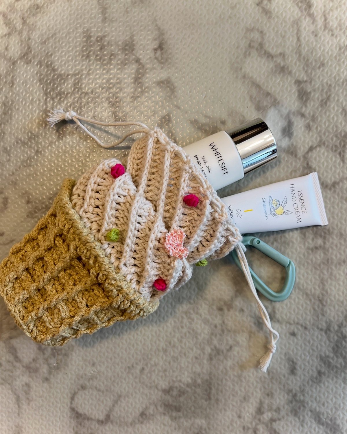 DL編み図】アイスクリーム巾着ポーチ | jasminepie -編み図SHOP-