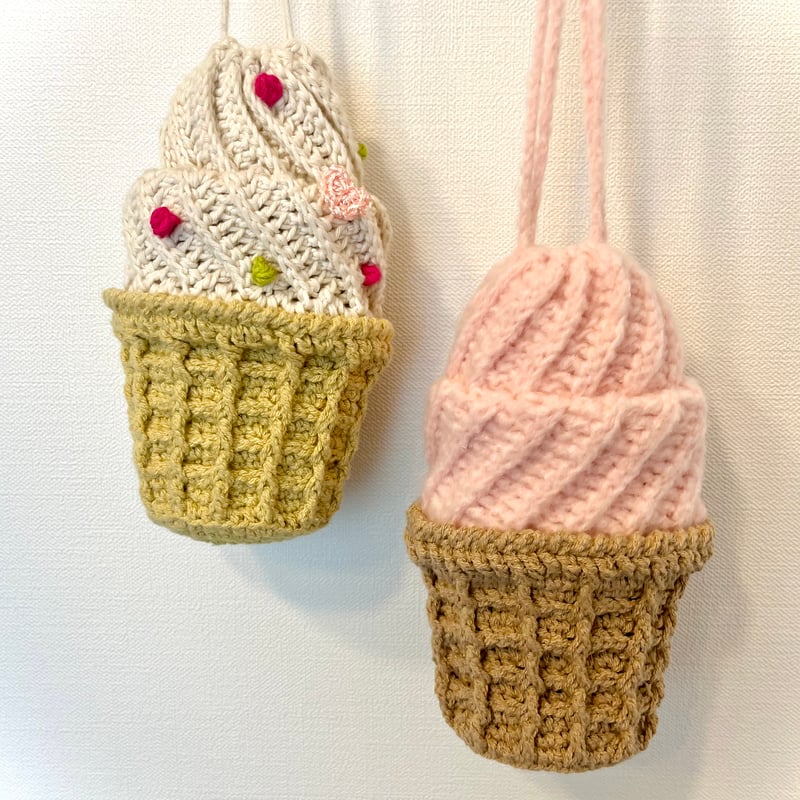 DL編み図】アイスクリーム巾着ポーチ | jasminepie -編み図SHOP-
