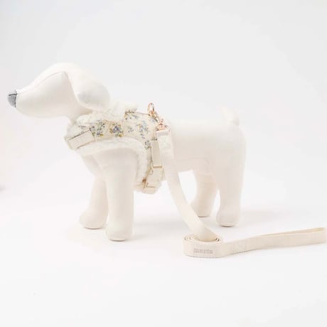 スカラップカラー花柄キルティングハーネス+リードSET