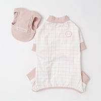 冷感防虫メッシュチェックロンパース＋キャップSET