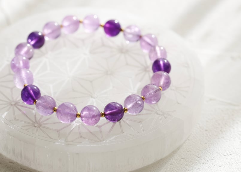 天然石】アメジスト×ラベンダーアメジストの五芒星ブレスレット | 幸運