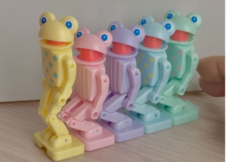 パカっと ひざカックン　カエル 編 [ブルーアイ　パステル]　５体セット