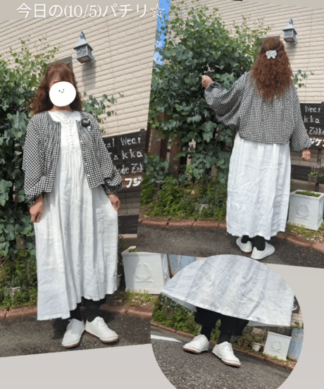 プチプラ　2wayポンチョケープブラウス　黒×白チェック