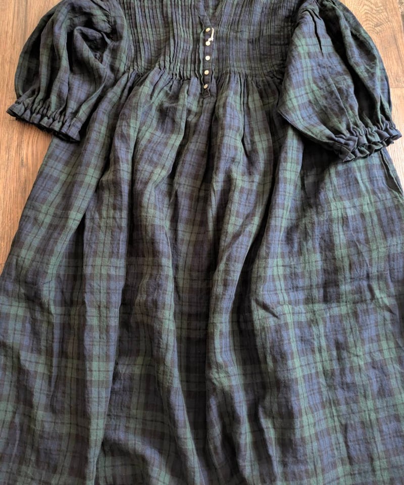 ☆カーキ× ブラック デニム リメイク ミリタリー リネン チュニック