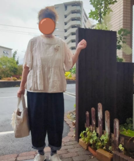 デニムコクーンパンツ　濃いブルー