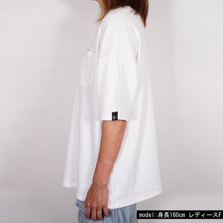 オーガニックコットン100％　テラヘルツ鉱石プリント加工　シリカ加工　ビッグシルエットポケット付き半袖Tシャツ