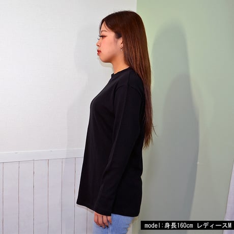 オーガニックコットン100％　テラヘルツ鉱石プリント加工　シリカ加工　モックネック長袖Ｔシャツ