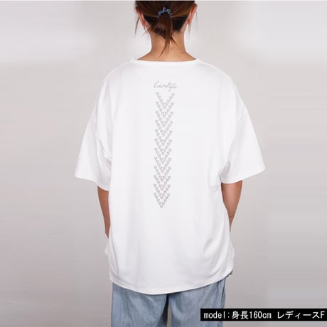 オーガニックコットン100％　テラヘルツ鉱石プリント加工　シリカ加工　ビッグシルエットポケット付き半袖Tシャツ