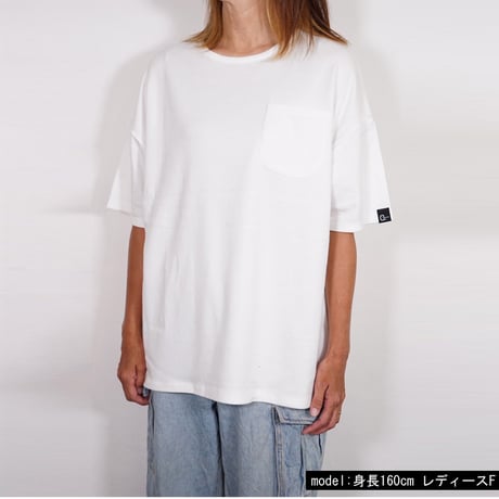 オーガニックコットン100％　テラヘルツ鉱石プリント加工　シリカ加工　ビッグシルエットポケット付き半袖Tシャツ