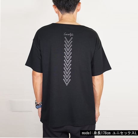 オーガニックコットン100％　テラヘルツ鉱石プリント加工　シリカ加工　ユニセックス半袖Tシャツ