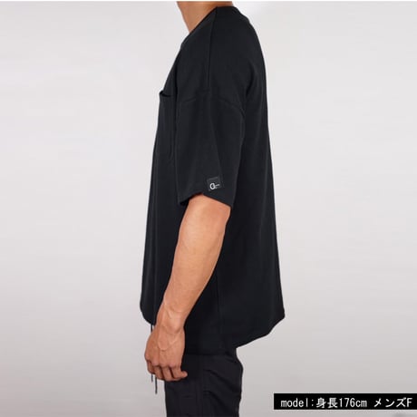オーガニックコットン100％　テラヘルツ鉱石プリント加工　シリカ加工　ビッグシルエットポケット付き半袖Tシャツ