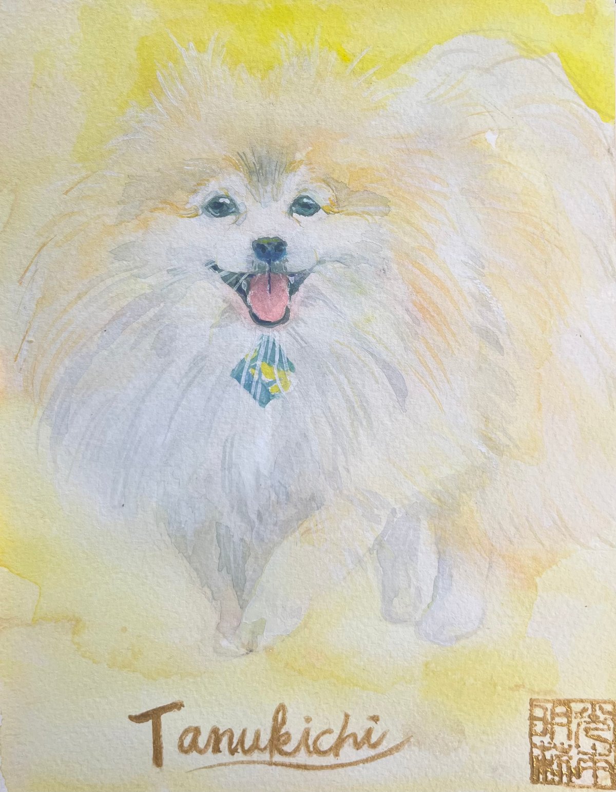 ベーシックプラン小サイズわんちゃん水彩画 | 光本明莉(Mitsupome)