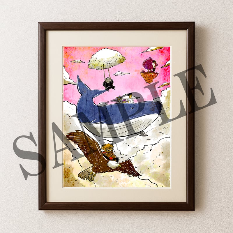 キミとはじまりの森』未収録原画セット【クジラの飛行船】＋ぼくが絵本