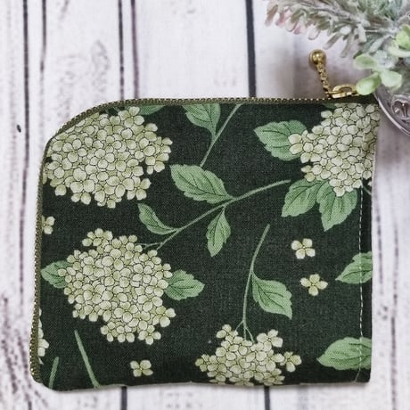手のひらサイズのウキウキしちゃうミニ財布MW127紫陽花モスカーキ☆コンパクト財布　Ｌ字ファスナー財布