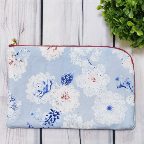 通院にはコレ！お薬手帳＆診察券財布mcw44レースのお花☆診察券ポケット12+隠しポケット