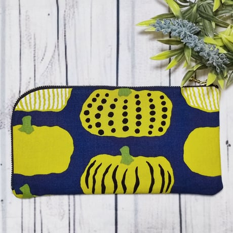 肩こりさんにオススメ！軽くて薄い長財布LW170☆北欧タマネギネイビー☆ポケット6つ+隠しポケット