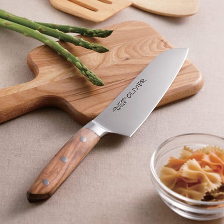 佐竹産業 三徳包丁 バイアキッチン オリーブ 日本製 16.5cm