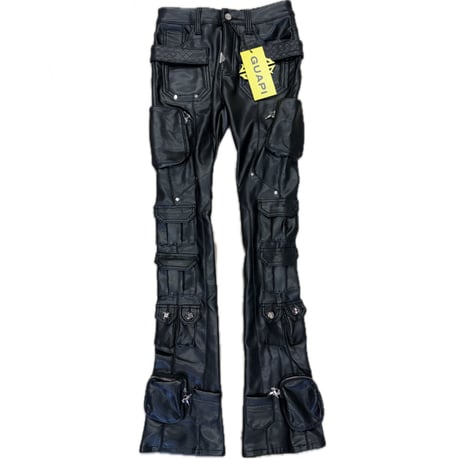 GUAPI Obsidian Black Cargo Leather Pant
