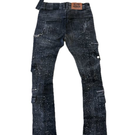 Astronomical Embellished Stacked Denim Faded Black