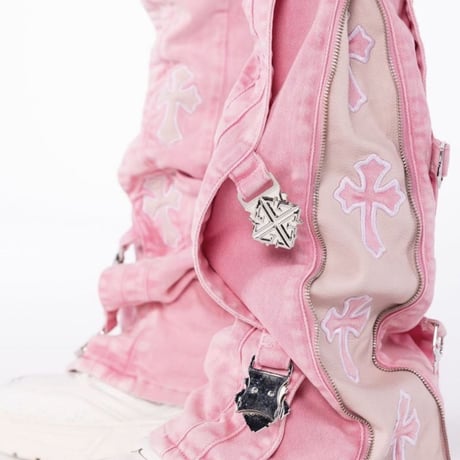 French Rose Cross Buckle Denim