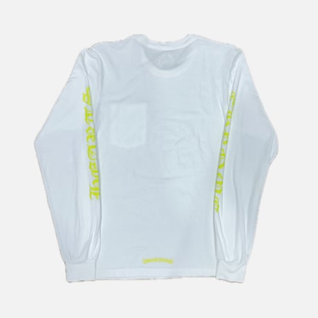 CHROME HEARTS Old English Neck Logo Neon Yellow Long Sleeve Tee