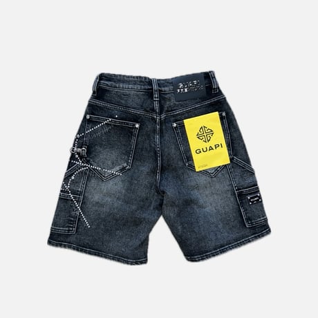Obsidian Black Spider Denim Shorts