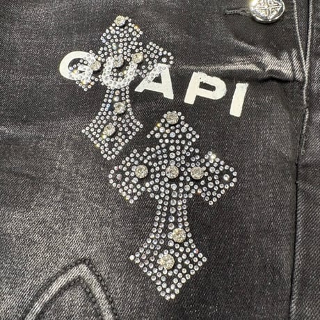 Obsidian Black Faded Cross Denim
