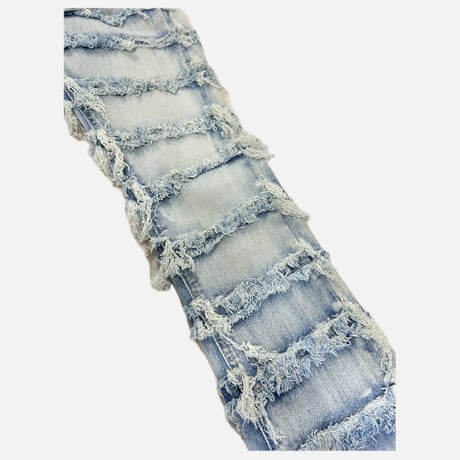 Blue Frayed Stacked Flare
