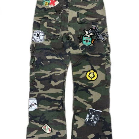 Patchwork Flared Cargo Pants