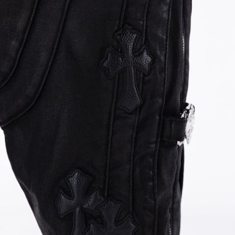 All Black Cross Buckle Denim